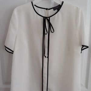 White Blouse with Black Details